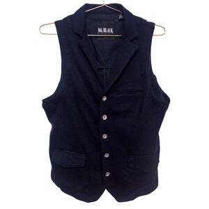 MG Black Label Civil Society Mens Navy Wool Blend‎ Knit Waistcoat Vest Sz S